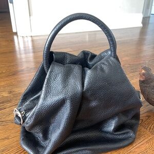 Vintage Vera Pelle Italian Handbag  Leather Black Shoulder Bag